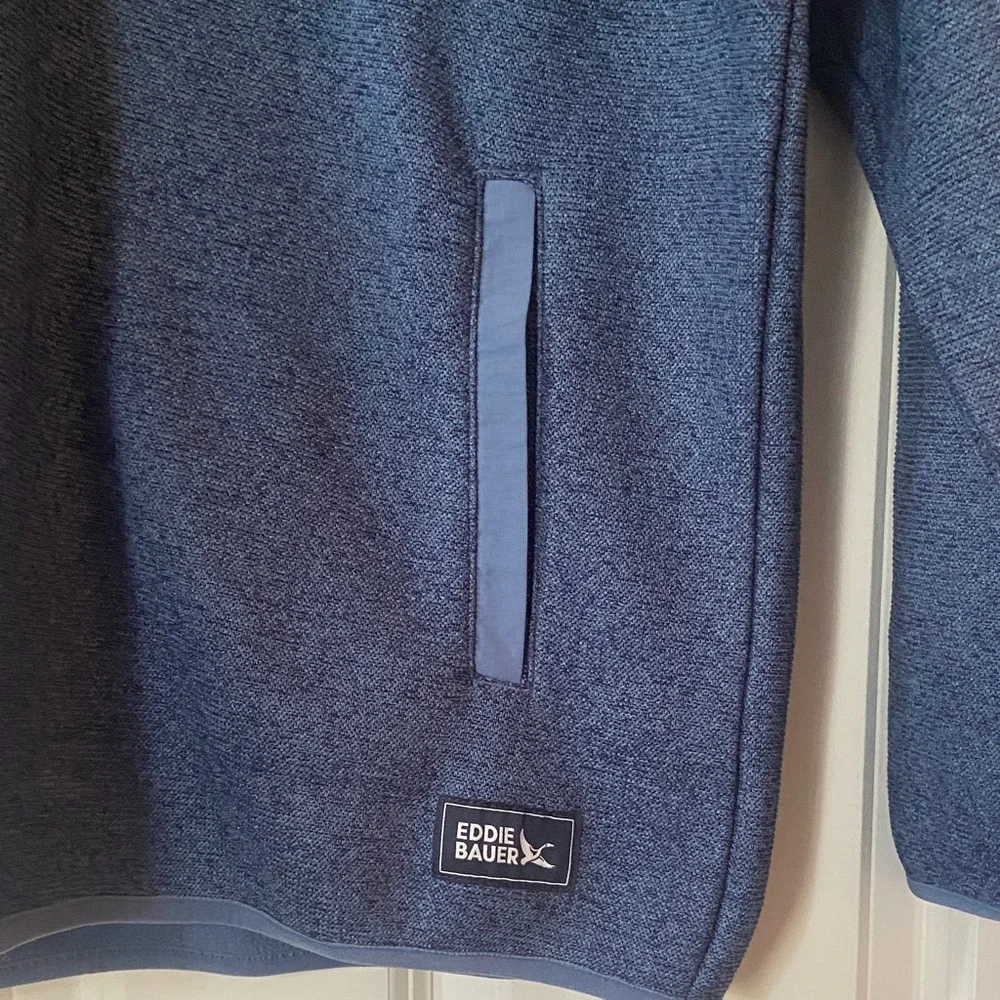 NWT Eddie Bauer Men's Fleece Quarter-Snap Pullover Sweater Blue Small